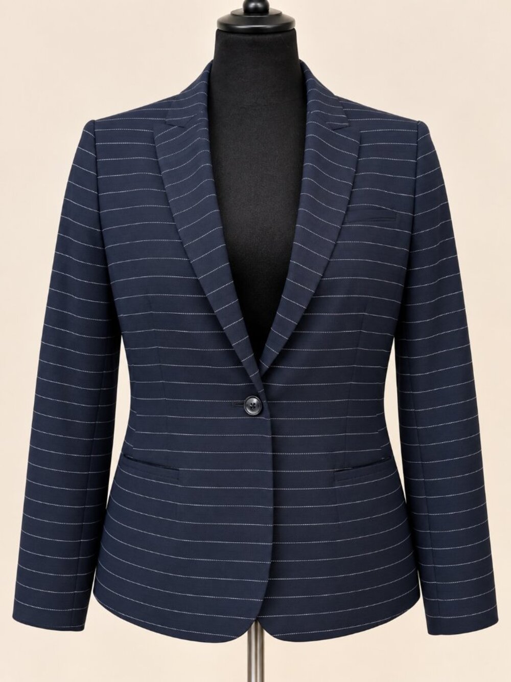 Banana Republic Classic Blazer Navy Pinstripe Petite 10 Women’s Tailored Jacket